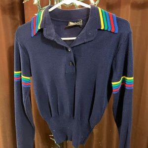 David Meister long sleeve vintage collared sweater